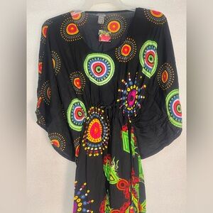 Uniti Casual Black Dress with Colorful Patterns